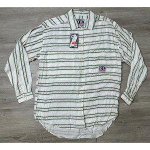 Vintage New GET NAME USED By Elie White Floral Button Shirt Mens Sz M 100% Rayon